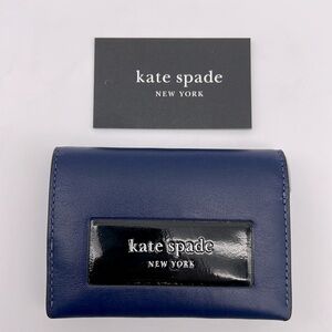Kate Spade Label Card Case Trifold Wallet Deep Lake
